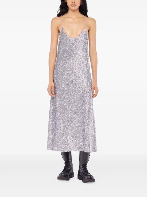 Rabanne sequin-embellished slip midi dress - Silver