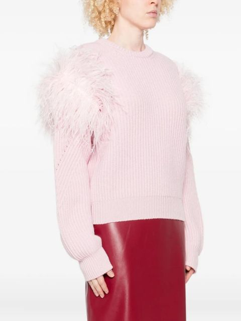 Blumarine feather-detail ribbed sweater - Pink - zdjęcie produktu nr 2