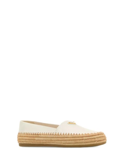Prada leather woven espadrilles - White
