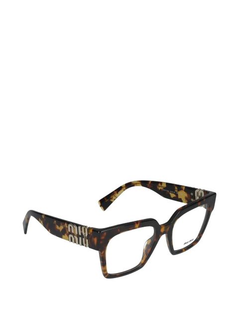 Miu Miu Eyewear tortoiseshell-effect logo-plaque glasses - Brown