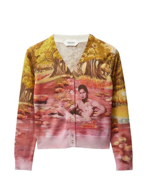 Versace printed silk knit cardigan - Yellow - zdjęcie produktu nr 1