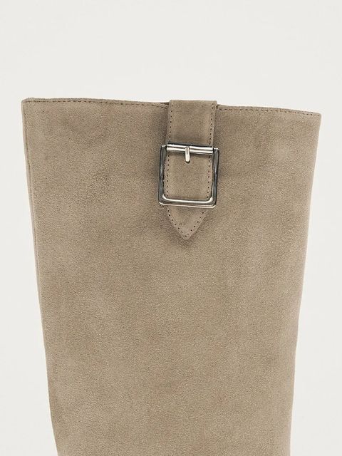 Alohas kozaki zamszowe Ryder damskie kolor beżowy na słupku S100851.01