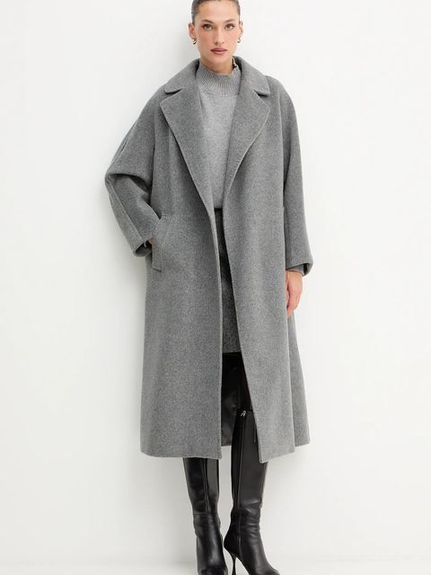 Weekend Max Mara płaszcz z dodatkiem wełny TEMPERA kolor szary 2525016082600 - zdjęcie produktu nr 2