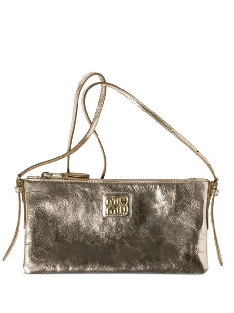 Miu Miu logo-lettering clutch bag - Gold - zdjęcie produktu nr 1