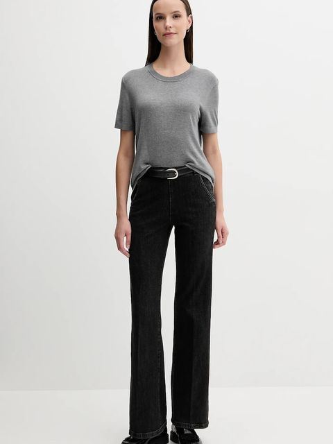 United Colors of Benetton t-shirt z jedwabiem damskie kolor szary 1ZRED10BK