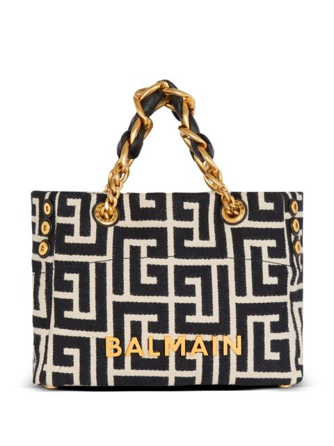 Balmain small 1945 Soft jacquard tote bag - Black - zdjęcie produktu nr 1