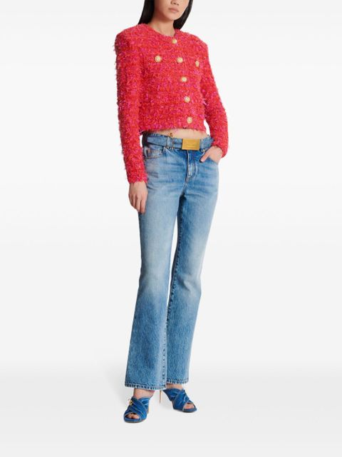 Balmain cropped tweed jacket - Red