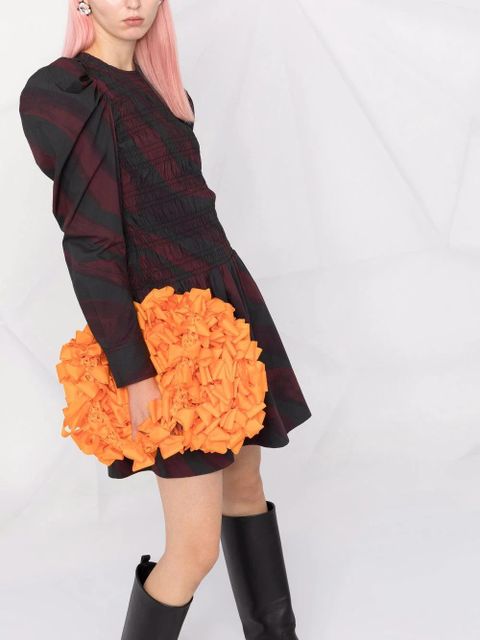 GANNI puff shoulder abstract-print dress - Purple