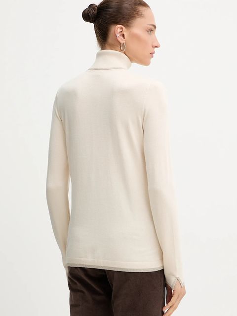 Liu Jo sweter damski kolor beżowy lekki z golfem MF5229 MS49I - zdjęcie produktu nr 2