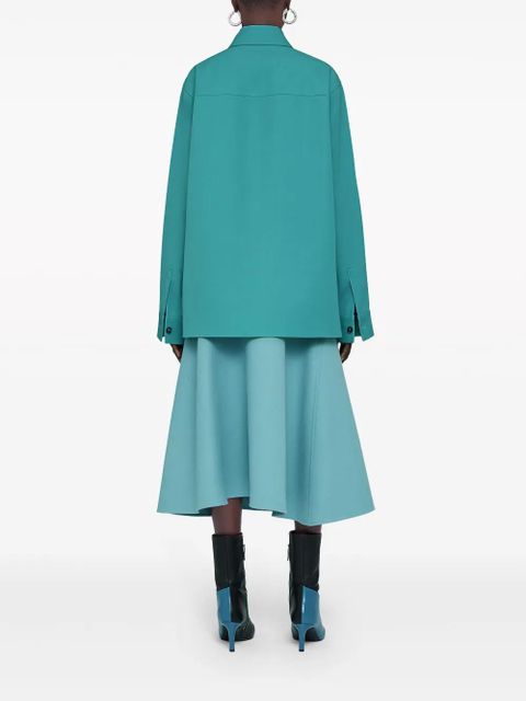 Jil Sander pointed-collar wool shirt - Blue - zdjęcie produktu nr 2