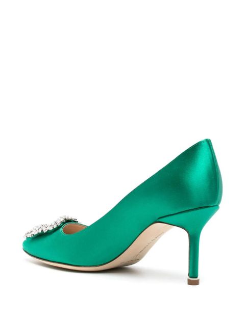 Manolo Blahnik Hangisi 70mm crystal-embellished pumps - Green