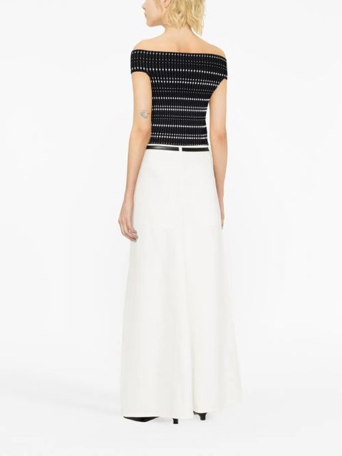 Alexander McQueen open-knit off-shoulder top - Black
