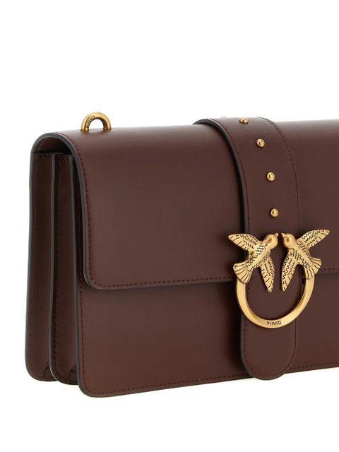 PINKO Love One Classic studded leather cross body bag - Brown