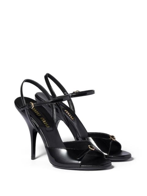 Miu Miu buckle leather sandals - Black - zdjęcie produktu nr 2