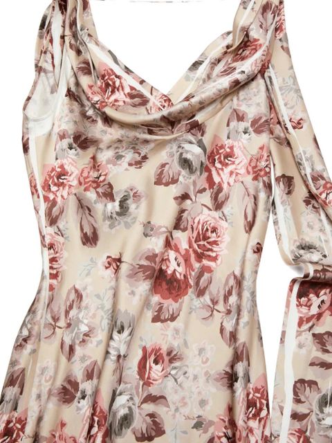 Acne Studios floral-print cowl-neck dress - Neutrals