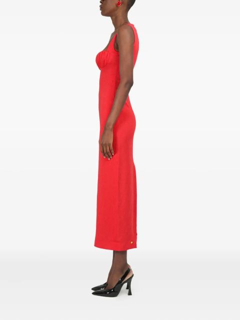 Rowen Rose gathered-detail sleeveless midi dress