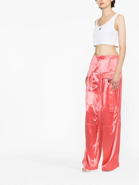 FENDI Satin-finish wide-leg cargo trousers - Pink