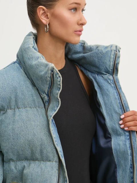 Moschino Jeans kurtka damska kolor niebieski zimowa