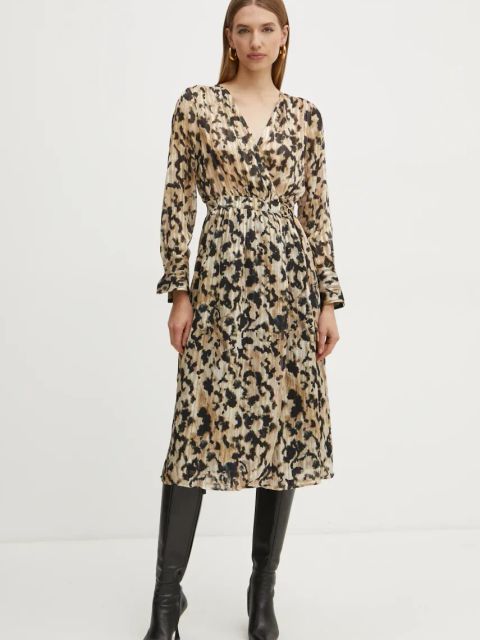 Morgan sukienka RILOV.F kolor beżowy midi prosta RILOV.F