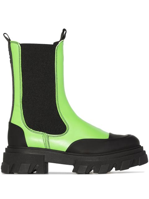 GANNI chunky-sole ankle boots - Green - zdjęcie produktu nr 1