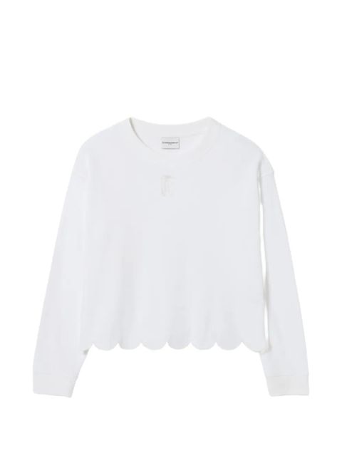 Claudie Pierlot scalloped-hem waffle-knit sweatshirt - White - zdjęcie produktu nr 1