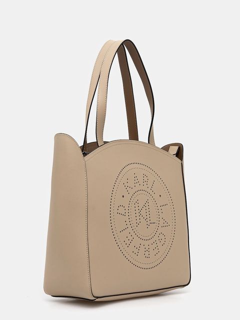 Karl Lagerfeld torebka skórzana kolor beżowy A3W30043