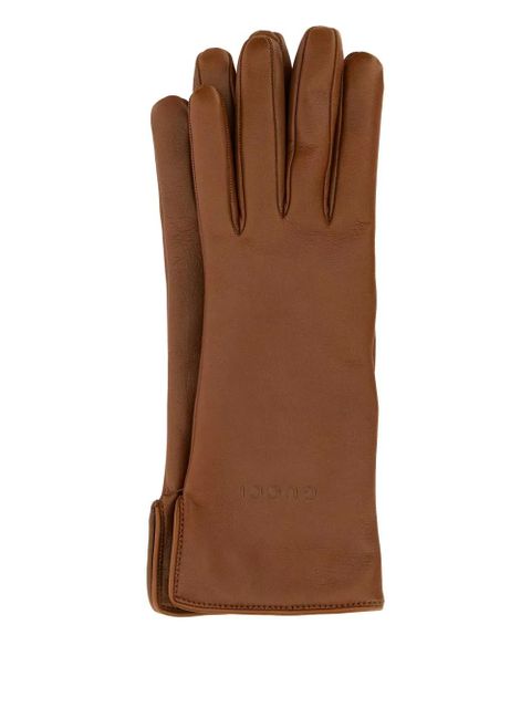 Gucci embossed-logo leather gloves - Brown - zdjęcie produktu nr 1