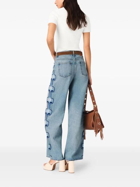 Maje pattern straight-leg jeans - Blue