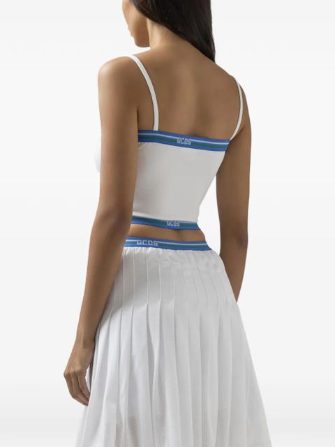 GCDS logo-tape crop top - White
