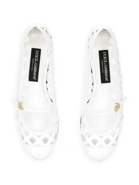 Dolce & Gabbana perforated leather ballerina shoes - White