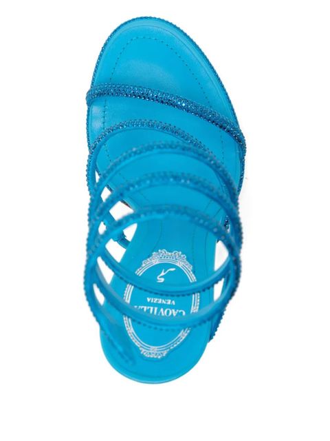 René Caovilla 110mm crystal-embellished spiral-wrap sandals - Blue