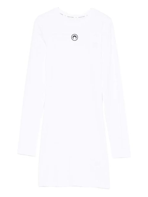 Marine Serre crew-neck long-sleeve dress - White