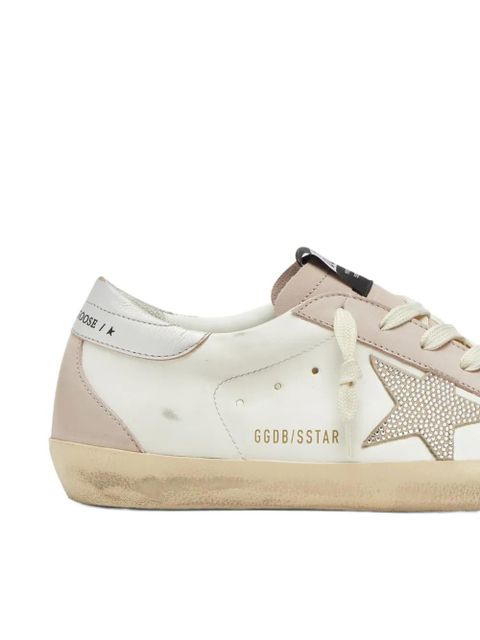 Golden Goose Super Star leather upper nebuk toe and spur suede star with crystal laminated heel - White