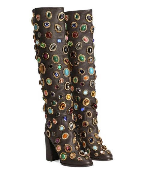 Dolce & Gabbana 105mm stone-embellished boots - Brown - zdjęcie produktu nr 2