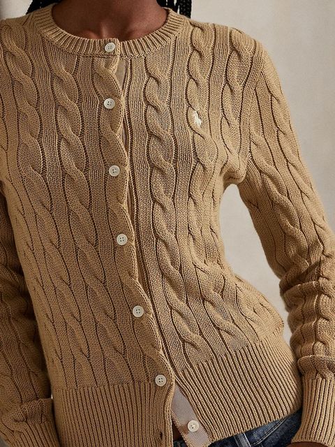 Polo Ralph Lauren kardigan bawełniany damski kolor brązowy 211971868