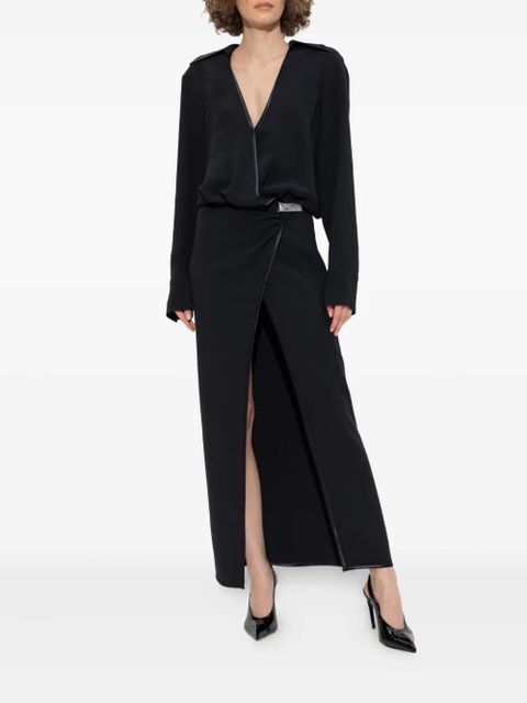 The Attico wrap-front split dress - Black