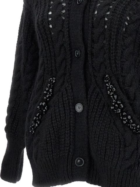 Simone Rocha cable-knit embellished cardigan - Black