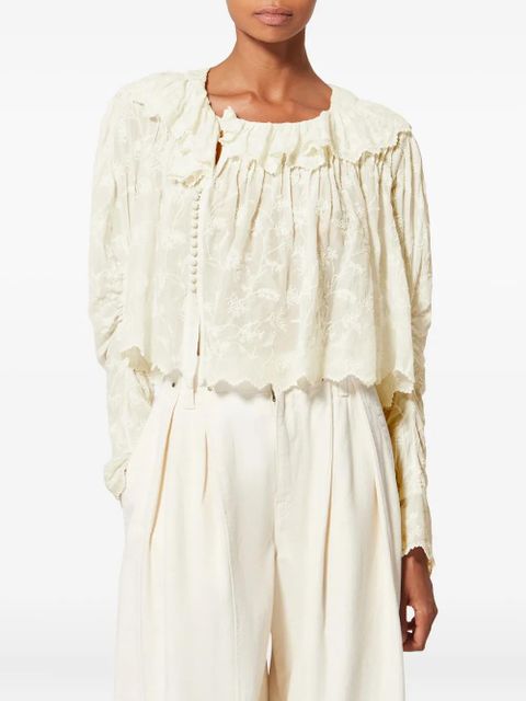 ISABEL MARANT x ZELLY ruffled embroidered top - Neutrals - zdjęcie produktu nr 2