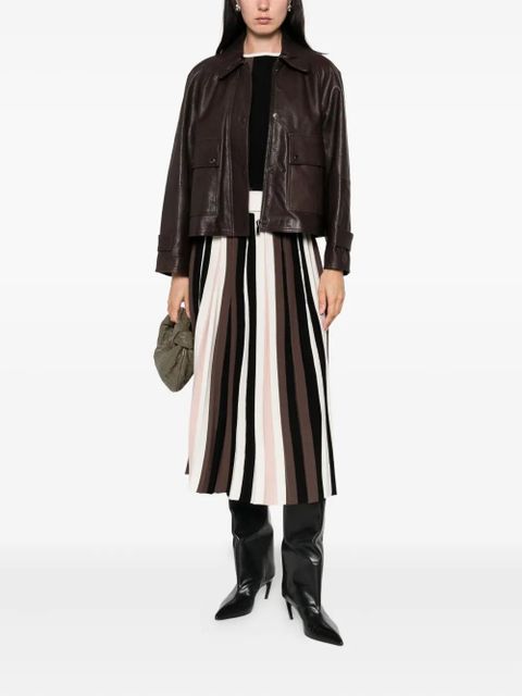 Weekend Max Mara flap-pocket leather jacket - Brown