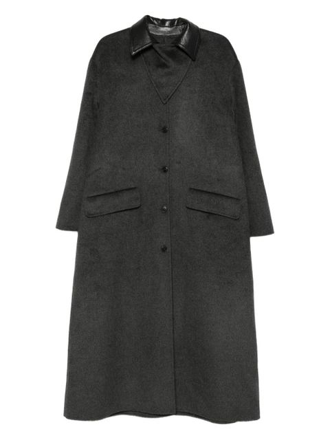 Nanushka leather-collar wool coat - Grey - zdjęcie produktu nr 1