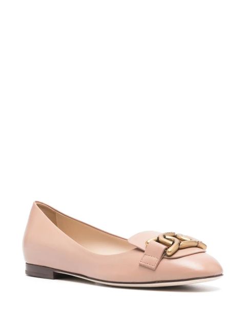Tod's chain-embellished leather ballerina shoes - Pink - zdjęcie produktu nr 2
