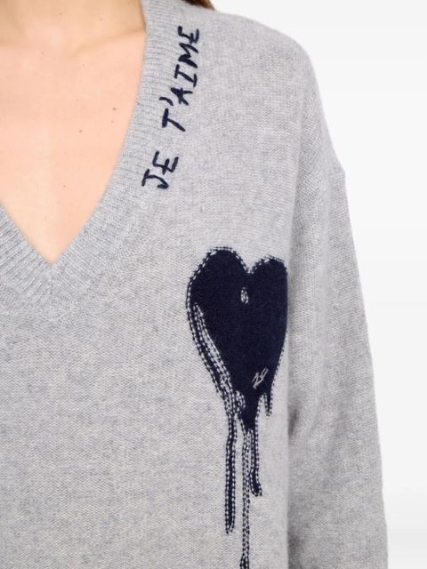 Zadig&Voltaire Mikyz heart V-neck sweater - Grey