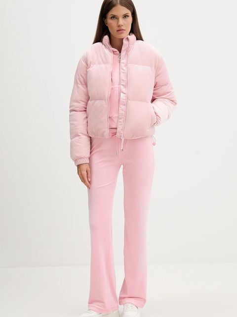 Juicy Couture spodnie dresowe welurowe damskie kolor różowy gładkie JCWBJ225311 - zdjęcie produktu nr 2