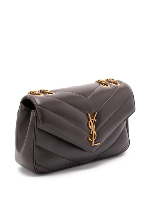 Saint Laurent Loulou small chevron chain shoulder bag - Brown