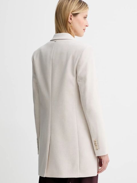 BOSS marynarka z wełną kolor beżowy dwurzędowa gładka 50548736