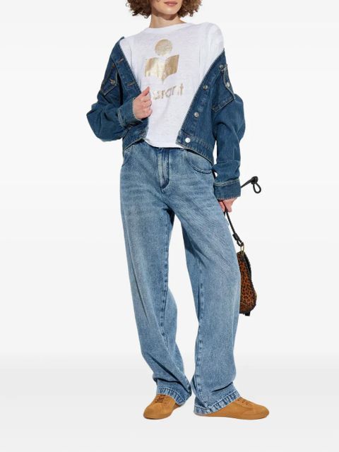 MARANT ÉTOILE logo-print linen T-shirt - White - zdjęcie produktu nr 2