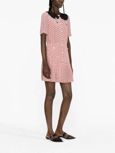 Alessandra Rich polka dot-print silk minidress - Pink