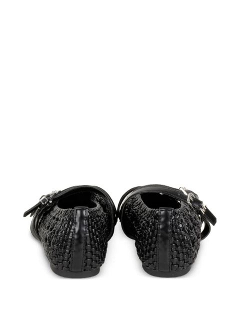 Michael Kors Indy Flex woven buckle-strap ballet flats - Black