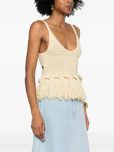 Nanushka fringed top - Yellow