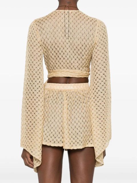 Missoni tie-front crop top - Yellow